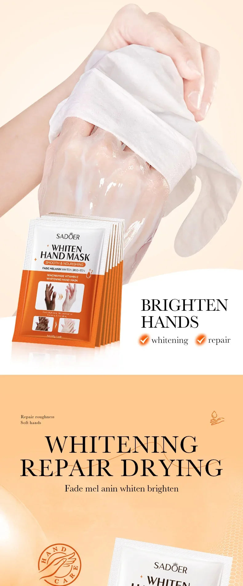 1/2/5 Pairs SADOER Niacinamide Hand Mask Hands peel barb Repair Moisturizing Nourishing Brightening Hand Gloves Hands Skin Care