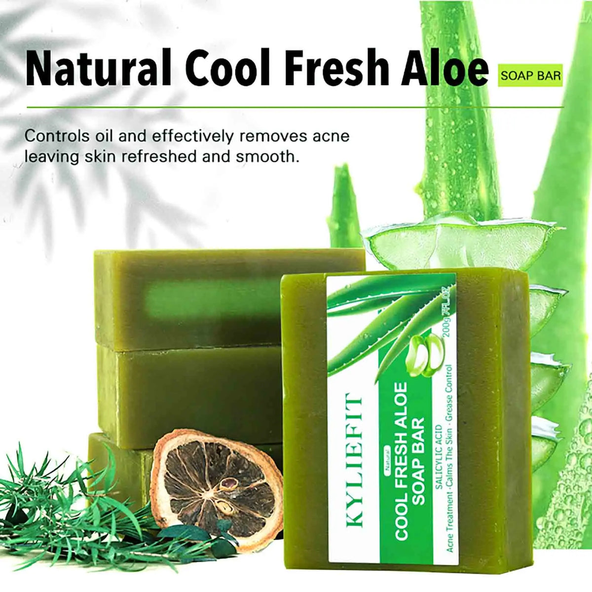 AILKE Aloe Vera Whitening Soap, Remove Acne, Spots, Skin Radiant, Improve Skin Luster, Vegan Bath Wash for All Skin Types, 200g