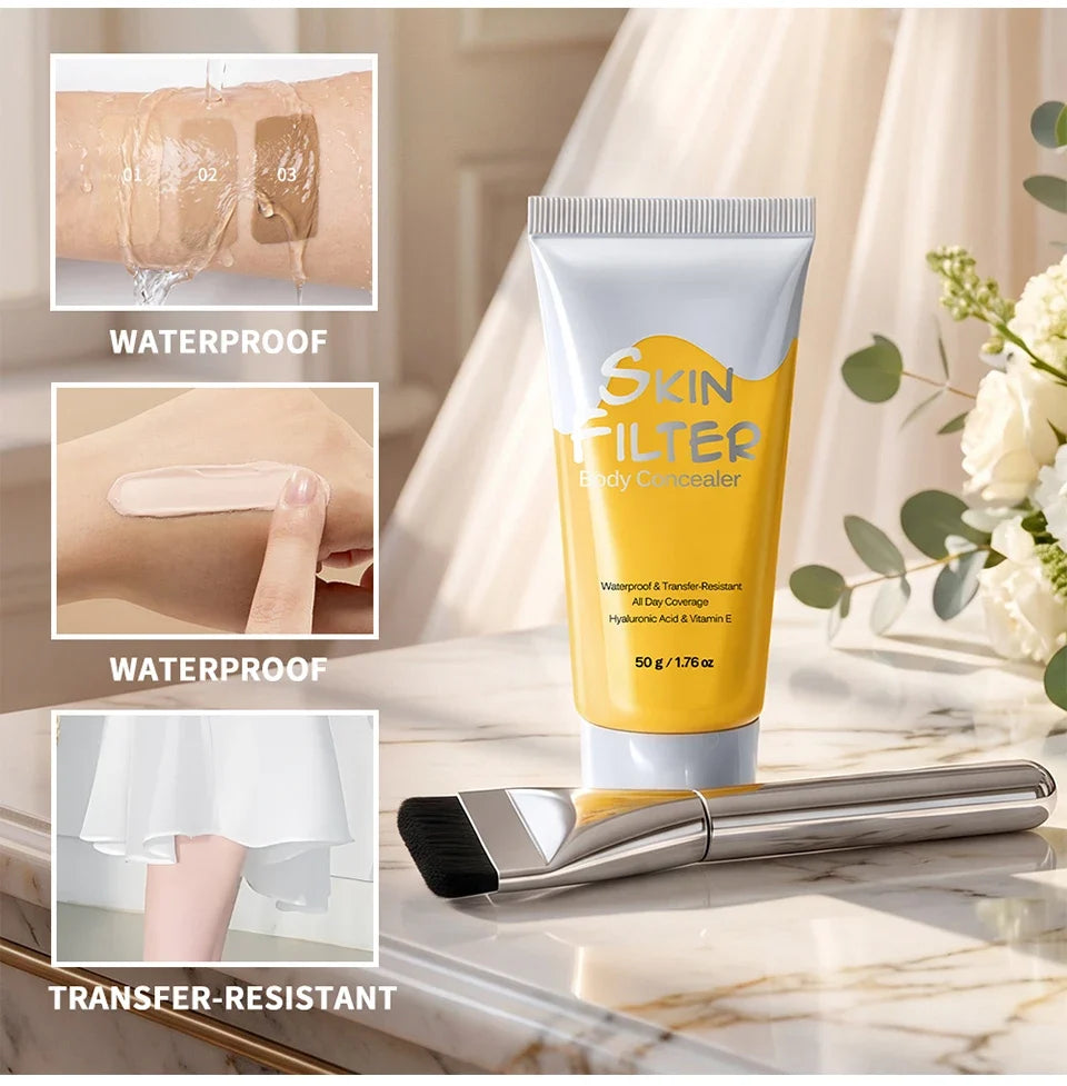 50ml Body Concealer Full Coverage Tattoo Cover Up Waterproof Hyaluronic Acid Hydrating Cover Scars Spots Veins Birthmarks Makeup