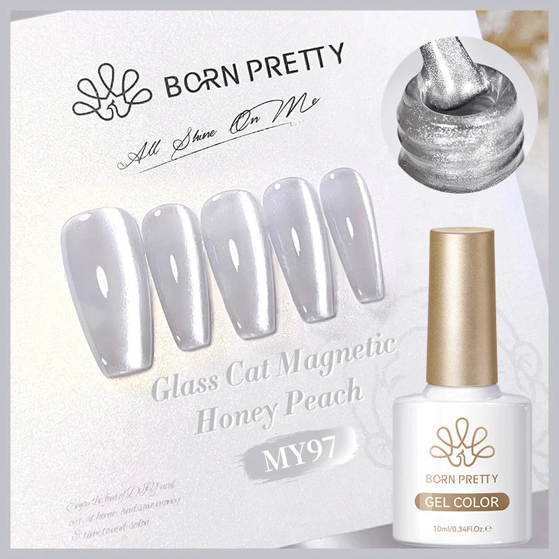 BORN PRETTY Gold Pink Cat Magnetic Gel Polish 10ml Water Light Spaking Glitter  Soak Off UV Semi Permanent Varnish Manicure