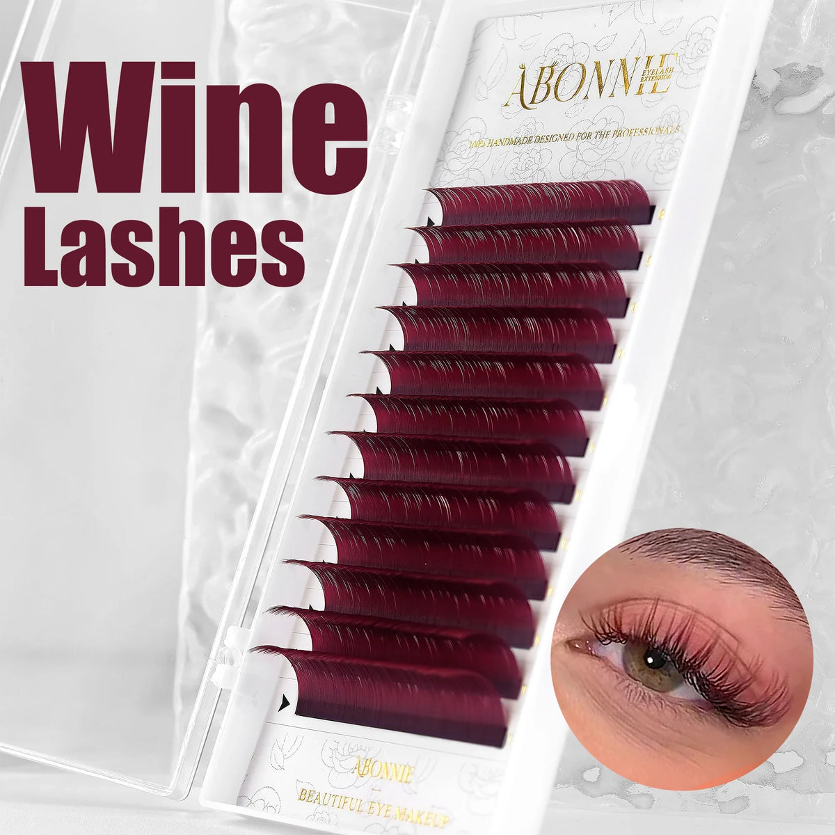 ABONNIE Burgundy Lashes Wine Red Colored Classic Eyelash Extensions Ombre Colorful Lashes