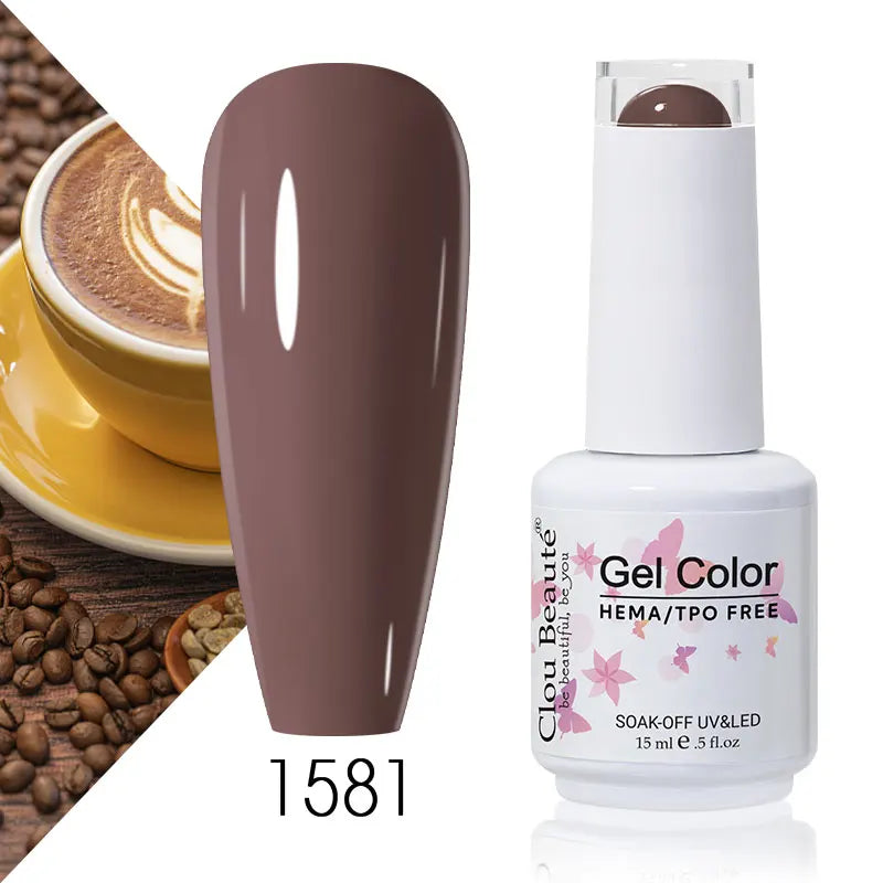 Clou Beaute Coffee Colors Nail Gel Polish HEMA/TPO FREE Soak off UV/LED 15ml Vernis Semi Permanent Nail Varnish 15ml Base Top