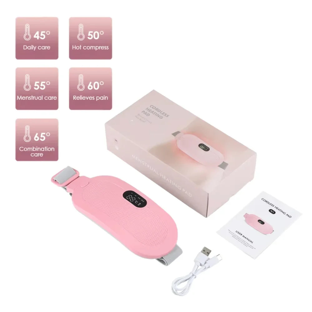 Electric Heating Pad Menstrual Cramp Massager Belt Women Period Care Hot Compress Device Vibration Abdominal Ulter Warmer Belt
