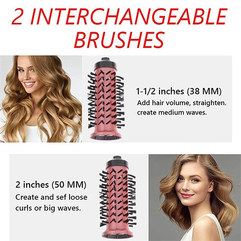 Hair Dryer Brush 2 In 1 Hot Air Spin Brush Curling Straightening Styling Auto-Rotating Ionic Round Blow Hair Dryer Volumizer