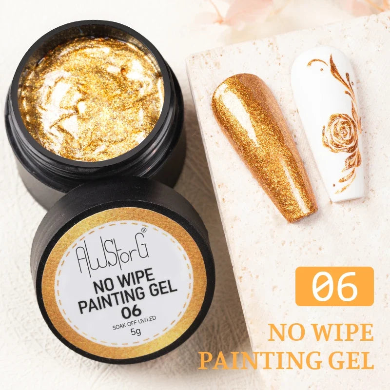 AWStorG 5ML Super Silver Metallic Gel Nail Polish Metal Effect Painting Gel Chromes Varnis Semi Permanent for Nail DIY