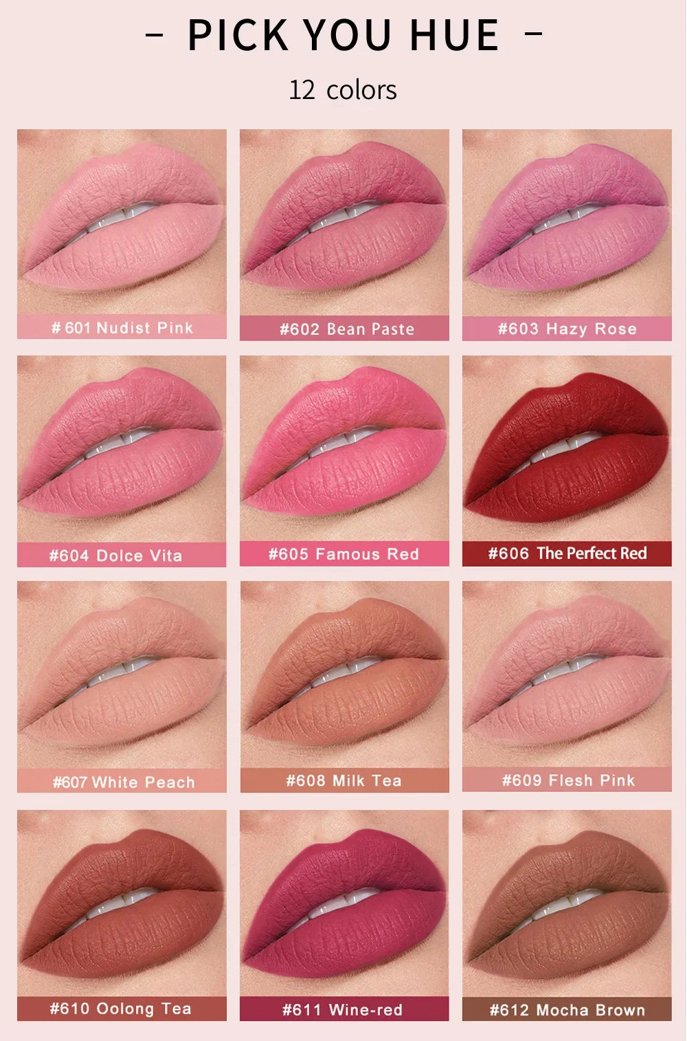 HANDAIYAN Matte Nude Lipstick Velvet Finish Long Lasting Waterproof Korean Beauty Cosmetic Makeup Gift for Women