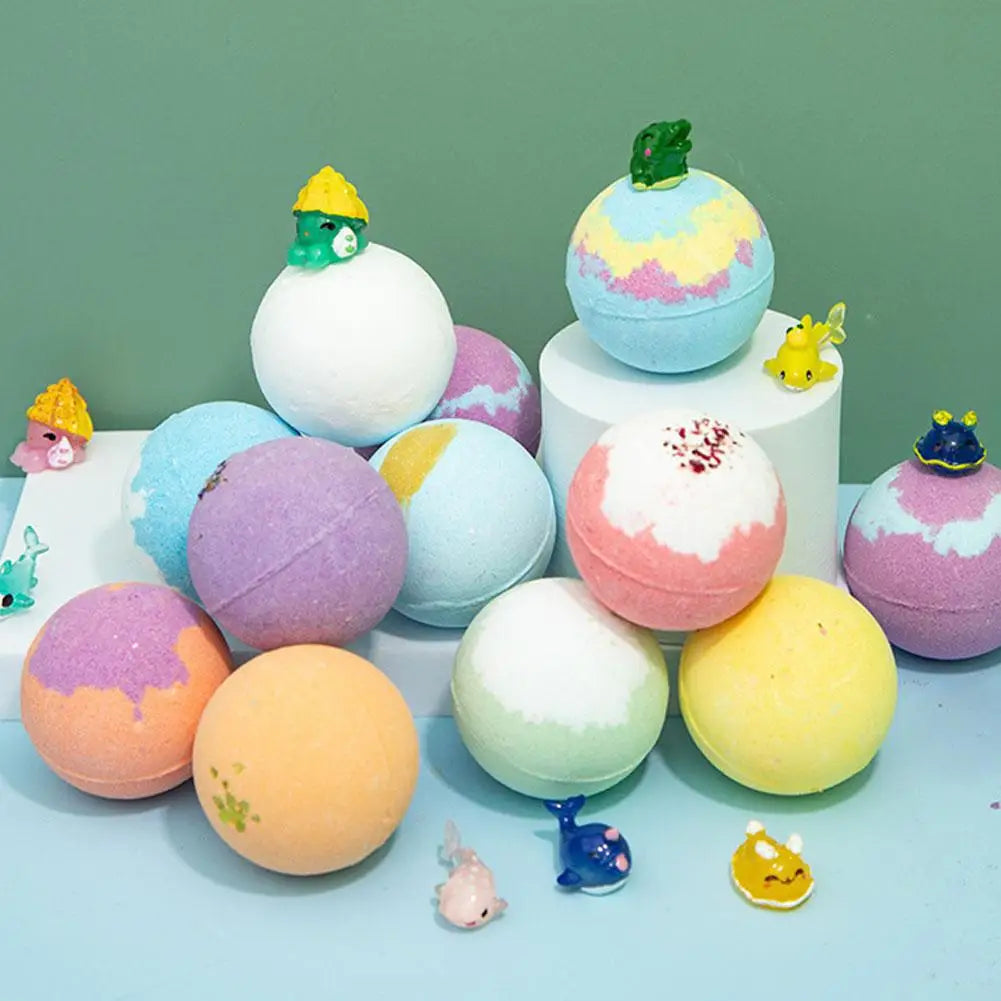 Kids Bath Bombs with Surprise Inside, Fizzy Spa Balls Gift Set with Animal Toys, Educational, Fun Relaxing Holiday Gift for Kids