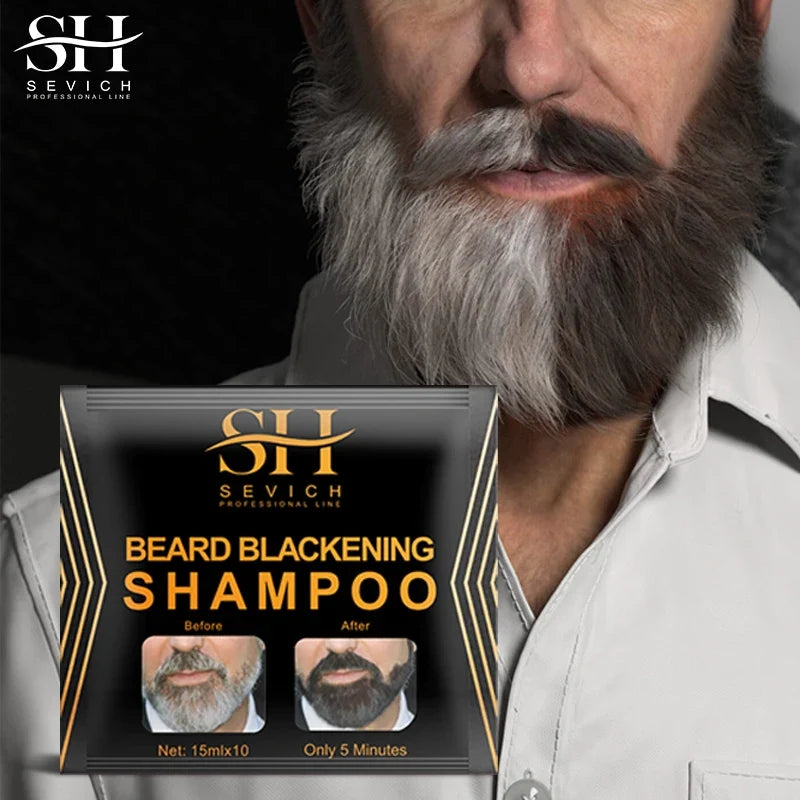 5-20PCS Natural Hair Dye Black Beard Shampoo Beard Paint Men Beard Coloring Dye 5 Minutes Temporary Blackening Moustache Shampoo