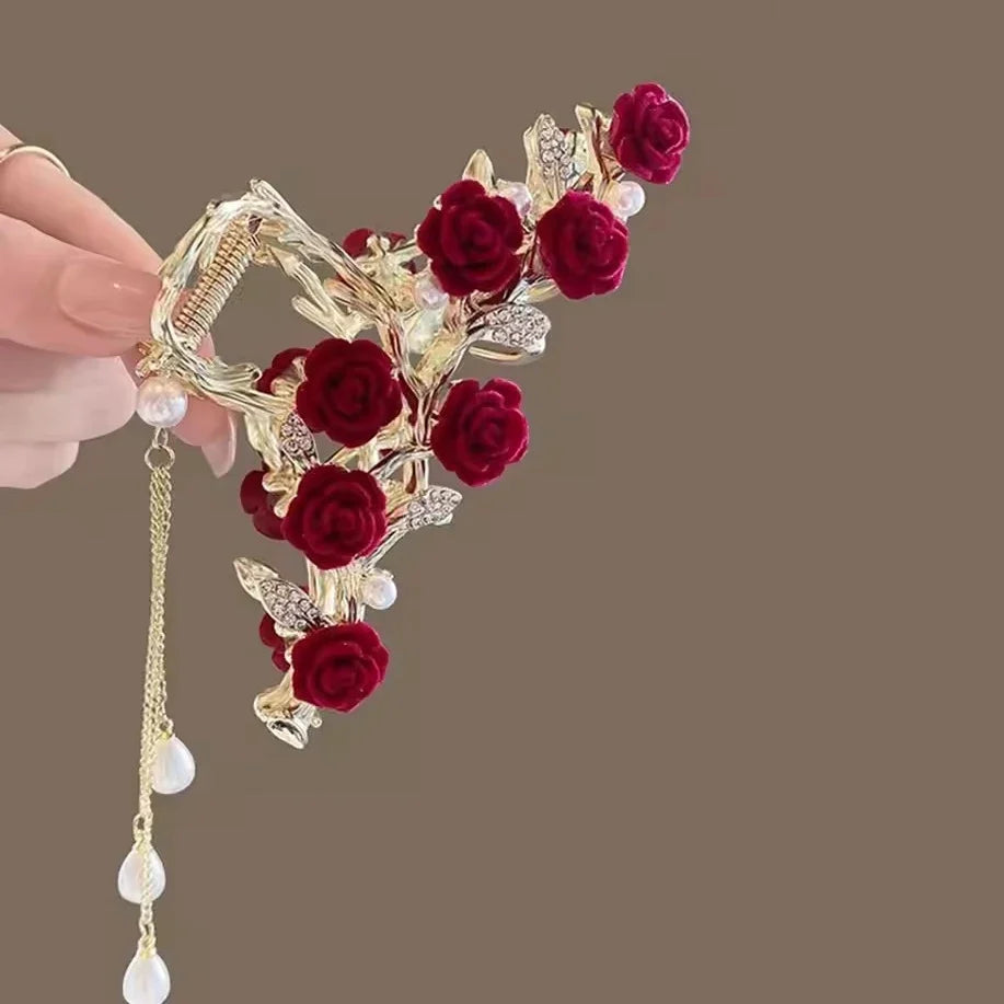 Fashion Antique Roses Hair Claw Clip for Women Stylish Hair Accessory