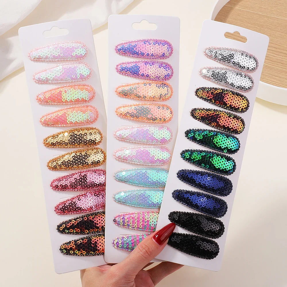 10Pcs/Lot Fresh Print Cotton Alloy Hair Clips for Kids Fabric Plaid BB Hairpins Girl Hairgripe Headwear Baby Hair Accessories