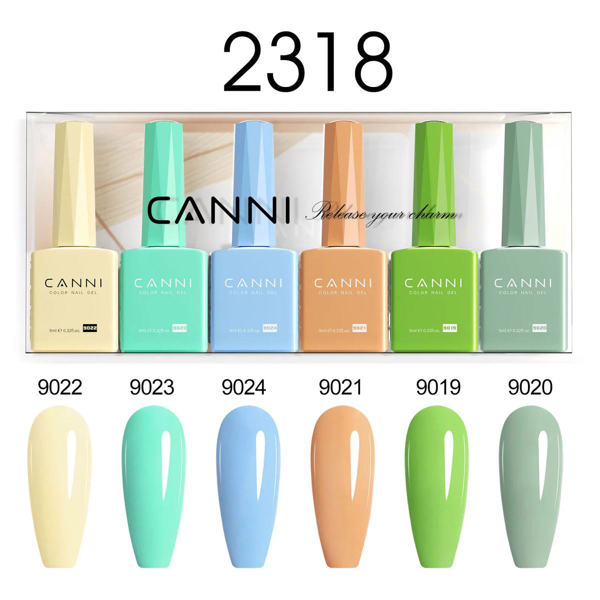 9ml CANNI CC8 HEMA FREE Nail Gel Polish Kit Nail Manicure Full Coverage Solid Color Summer Nails Soak off UV LED Nail Gel Set