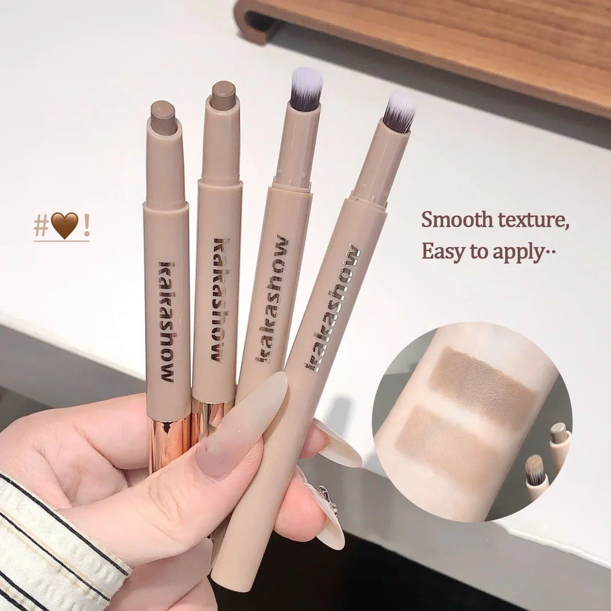3D Contouring Pen Matte Bronzer Stick Grey Brown Nose Shadow Contour Pen With Brush Double Head Facial Contour Stick Makeup