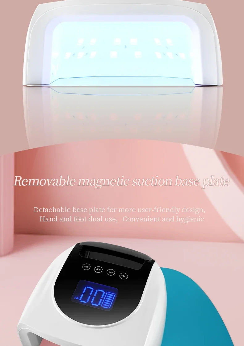 96W Magnetic Removable Bottom Nail Lamp Wireless Gel Polish Dryer Manicure Machine UV LED Light for Nail Portable Nail Lamp