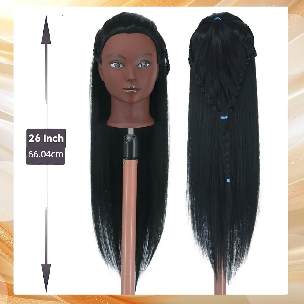 26'' Doll Head Cosmetology Mannequin Manikin Head Hair Styling Hairdressing Practice Doll Head Training Head with Clamp Holder