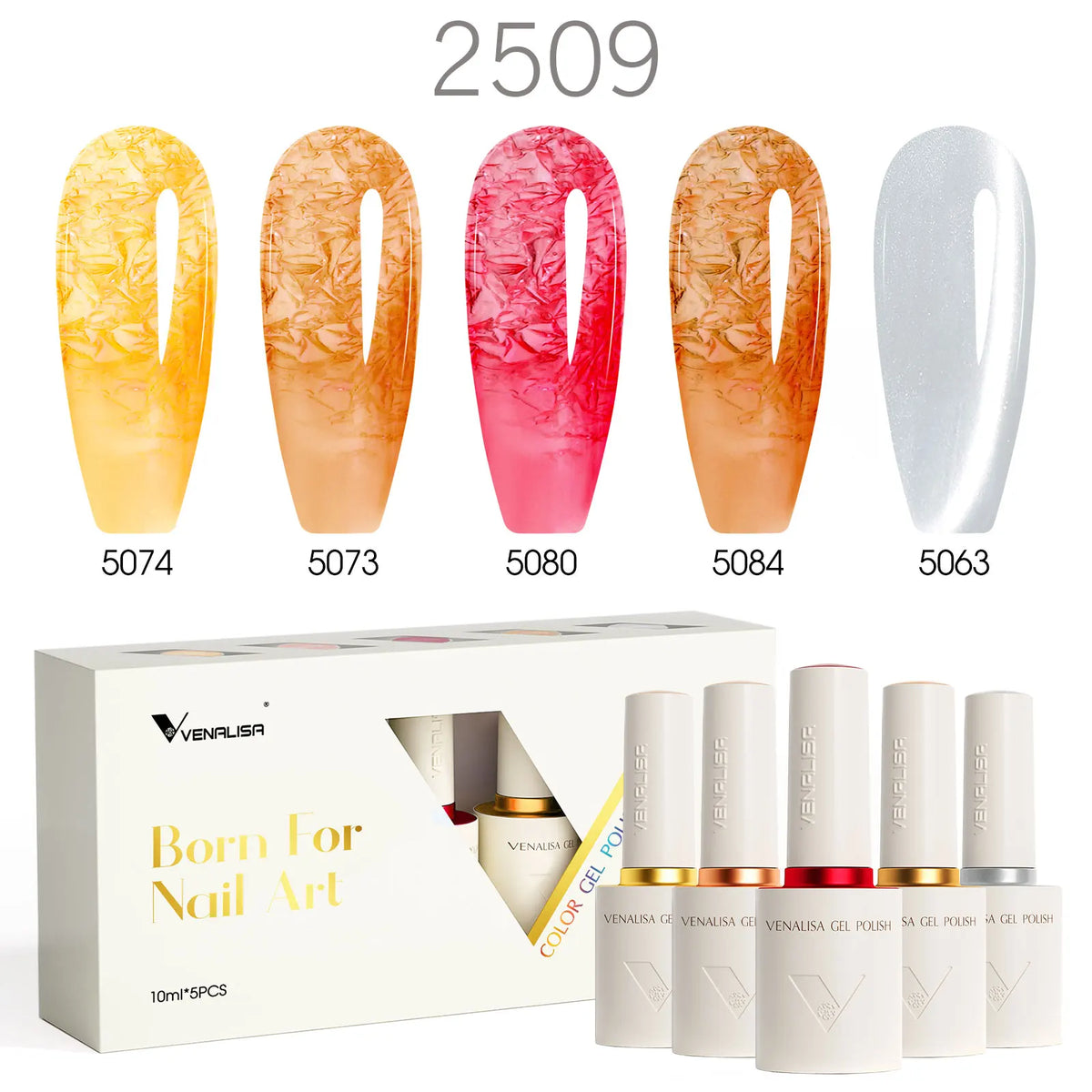 1/2/5pc 10ml VENALISA Nail Gel Polish High Quality Round Brush Soft Consistency Selfleveling  Gorgeous Color Collection Varnish