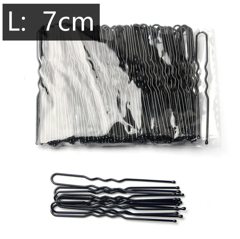 5/6/7cm Alloy Bobby Pins Barrettes U Shaped Metal Hair Pins Waved Hair Clips Bridal Hair Pins Hair Styling Tools Black 50Pcs/Bag