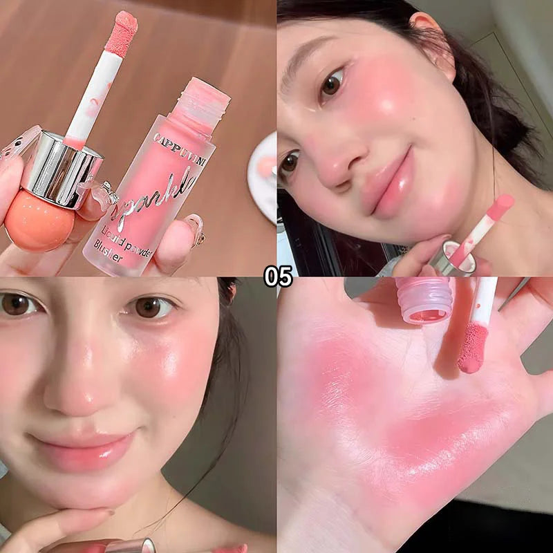 Clear and Water-like Blush Liquid, a Korean-style Sweet Girl's Energetic Blush for Daily Whitening, Naturally Breathable