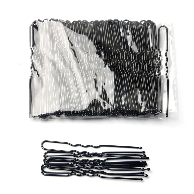 5/6/7cm Alloy Bobby Pins Barrettes U Shaped Metal Hair Pins Waved Hair Clips Bridal Hair Pins Hair Styling Tools Black 50Pcs/Bag