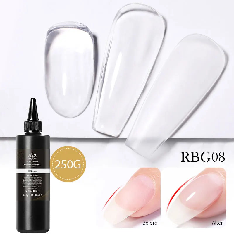 BORN PRETTY 250g Milky White Jelly Nude Gel Nail Polish Refilled Package Translucent Clear Semi Permanent Soak Off UV Gel