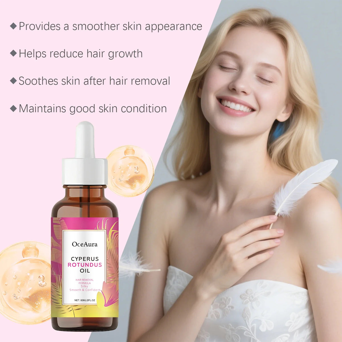 Cyperus Rotundus Oil Natural Post Hair Removal Soothing Oil Hair Reduction Care Moisturizing Soothing Body Care for Smooth Skin