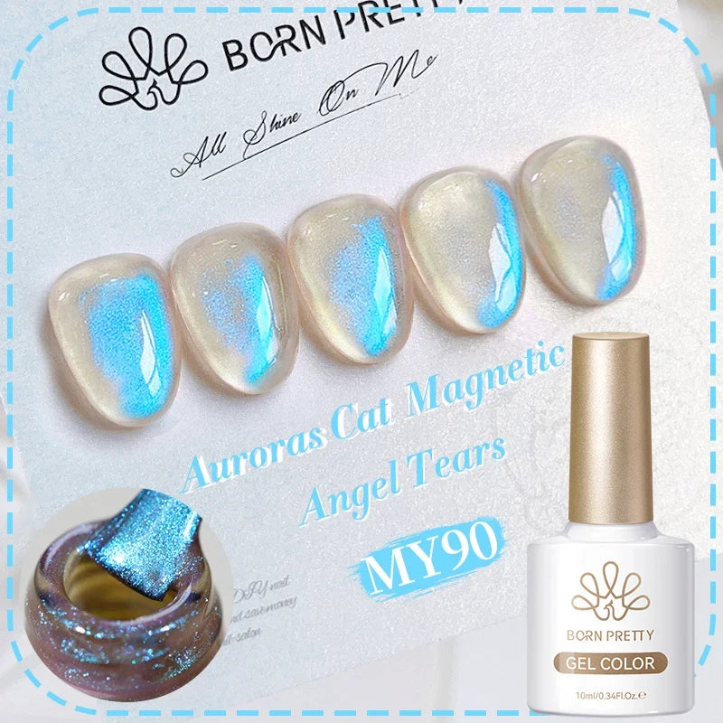 BORN PRETTY Gold Pink Cat Magnetic Gel Polish 10ml Water Light Spaking Glitter  Soak Off UV Semi Permanent Varnish Manicure