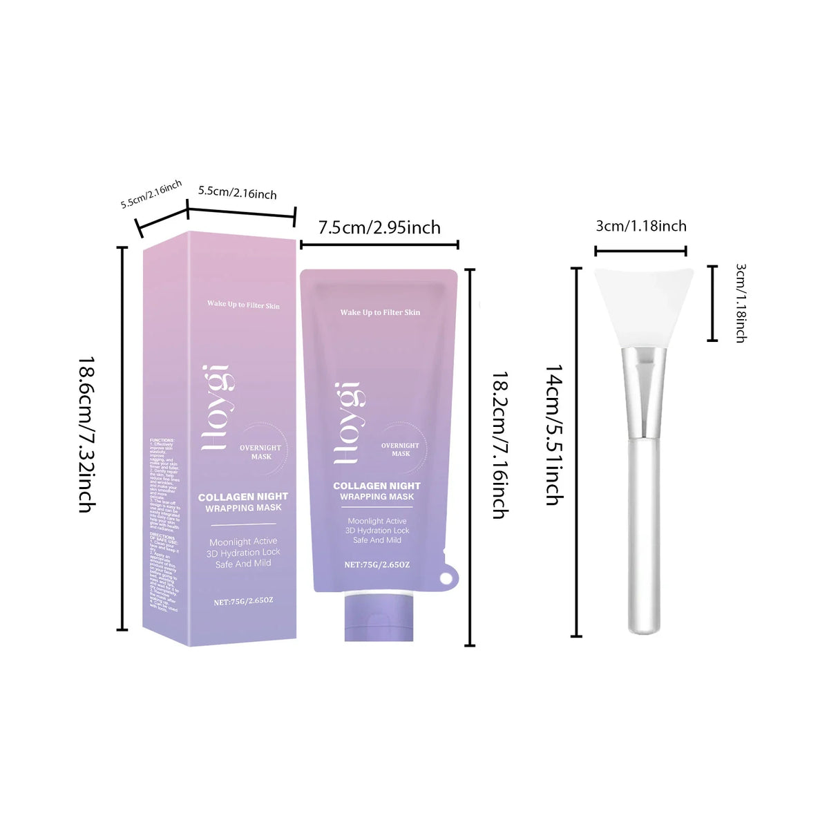Collagen Night Wrapping Mask Firming Hydrating Glowing Skin Exfoliating Face Mask with Hyaluronic Acid for Deep Cleansing