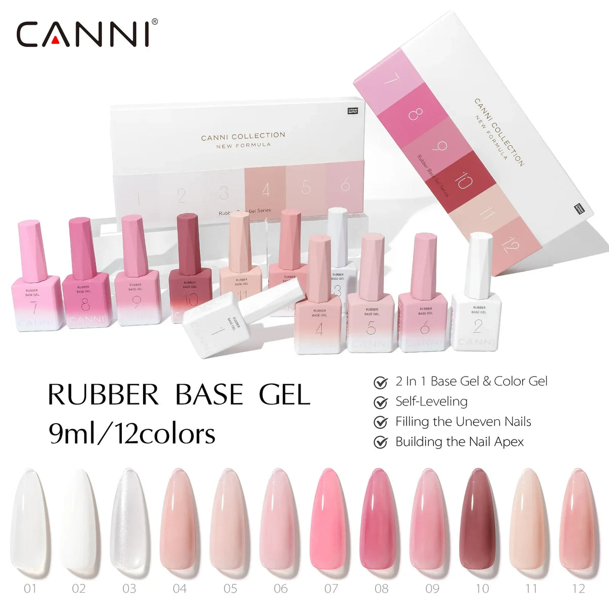 6pcs/kit HEMA/TPO FREE CANNI CF1 Nail Gel Polish Set Jelly Color Builder Nail Gel In Bottle UV Construction Semi Permanent Gel