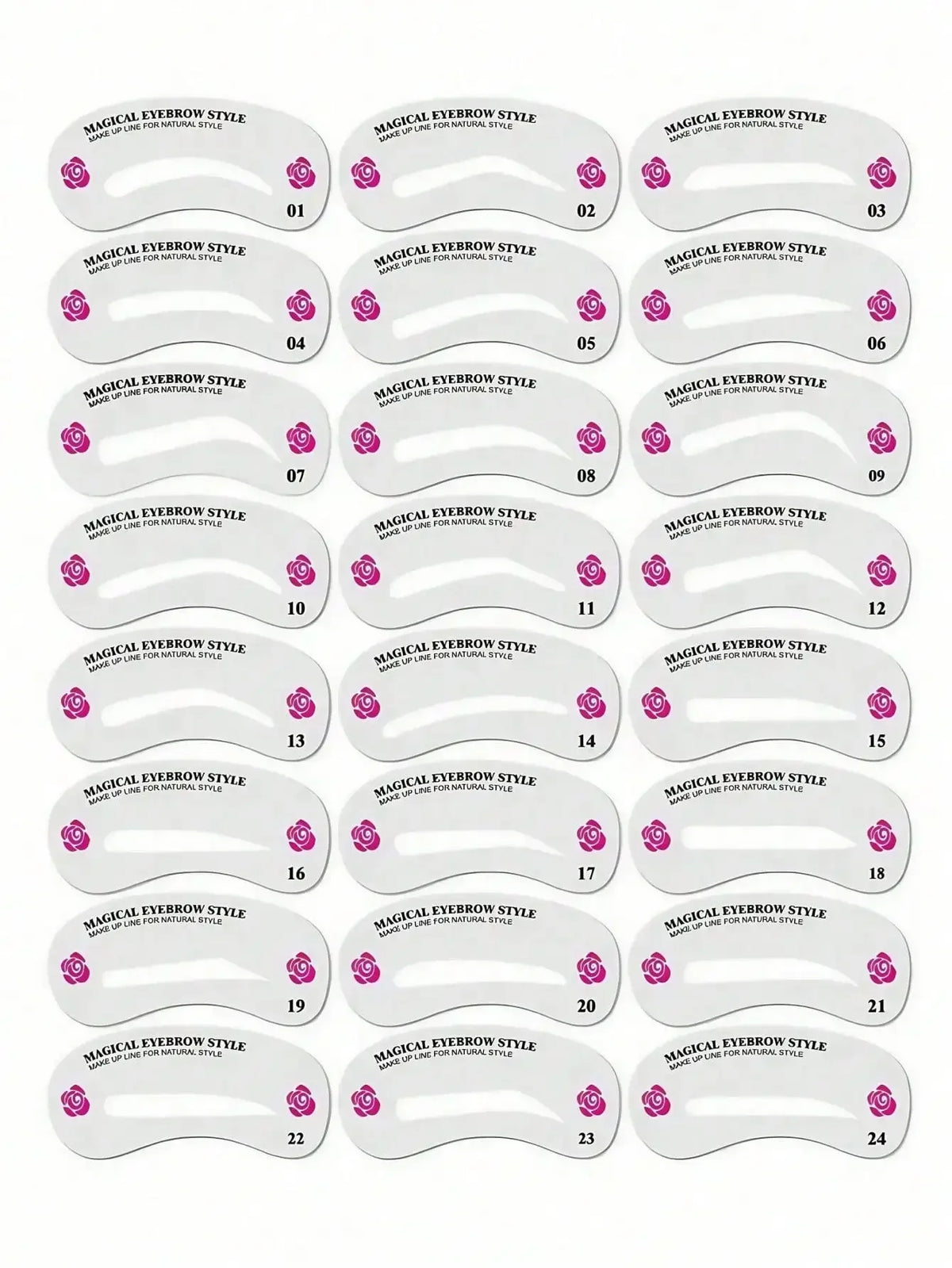 24 Styles Eyebrow Shaping Stencils - Grooming Kit for Women - Perfect for Beauty Modeling and Makeup Application