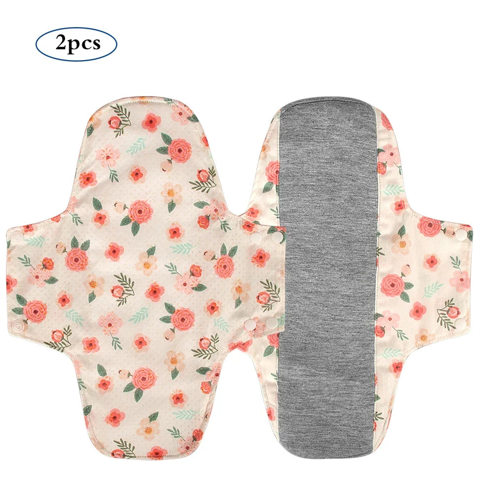 2pcs Reusable Period Pads Keep It In Place Washable Cloth Menstrual Pads Graphene Lining Anti Slip Silicone Design Panty Liner