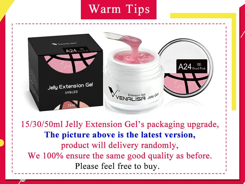 50ml TPO Free Jelly Nail Extension Gel Nail Builder French Nail Gum Venalisa Clear Natural Color Soak Off UV Construction Gel