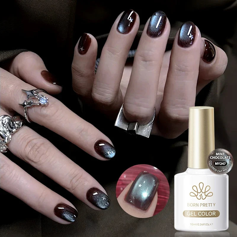 BORN PRETTY Gold Pink Cat Magnetic Gel Polish 10ml Water Light Spaking Glitter  Soak Off UV Semi Permanent Varnish Manicure