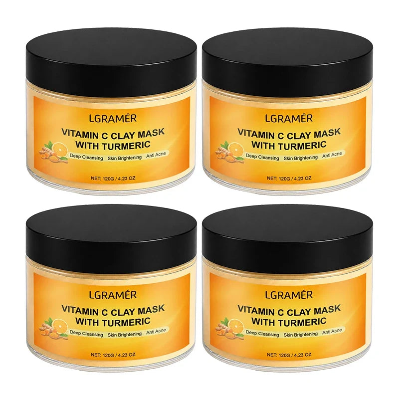 120g Turmeric Clay Mask, Deep Cleansing Formula, Effectively Controls Oil, Tightens Pores, Fades Dull Complexion and Rough Skin