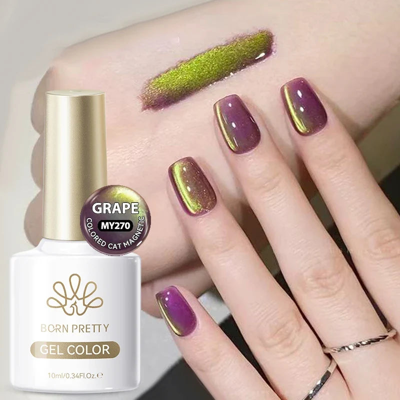 BORN PRETTY Gold Pink Cat Magnetic Gel Polish 10ml Water Light Spaking Glitter  Soak Off UV Semi Permanent Varnish Manicure