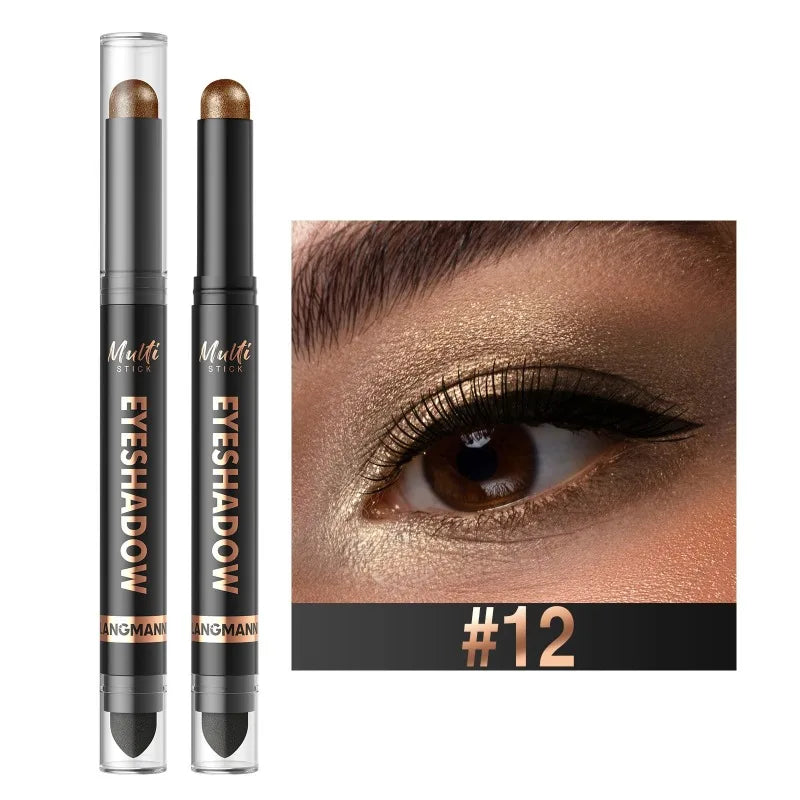 1PC Glitter Brown Eyeshadow Pen Smoky Eyes Makeup Long Lasting Shimmer Matte Lying Silkworm Eyeshadow Pencil Highlighter Stick