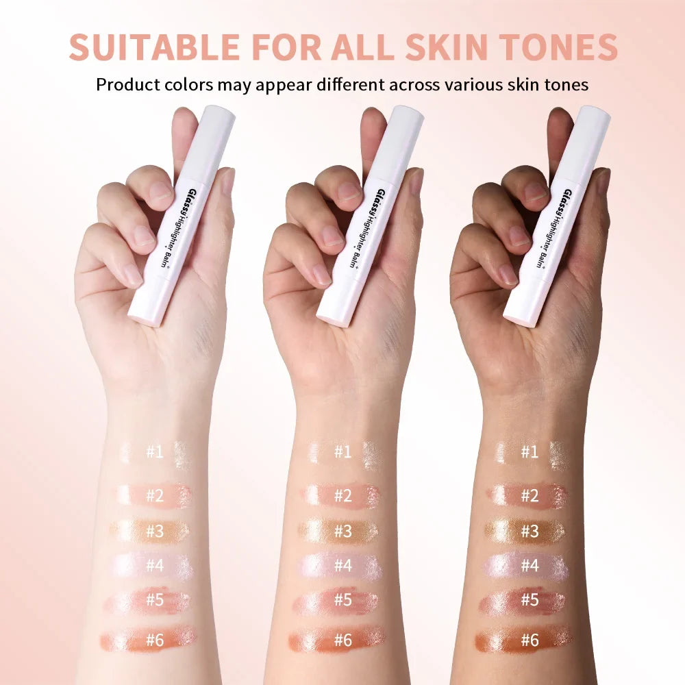 Glassy Highlighter Balm Brighten Complexion Deep Hydration Long Lasting Wear Highlighting Cream Eye Cheek Lip Body Glossy Pen