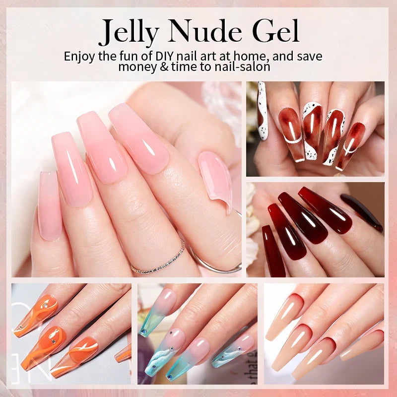 BORN PRETTY 250g Milky White Jelly Nude Gel Nail Polish Refilled Package Translucent Clear Semi Permanent Soak Off UV Gel