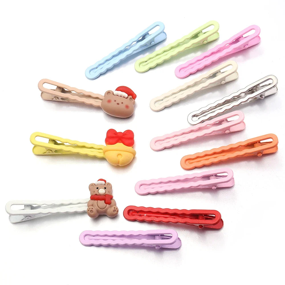 50pcs 6cm Candy Colored Hair Clips Women Girls Metal Hairpins Hollow Bangs Side Clip for Makeup Hair Styling Hairgrip Wholesale