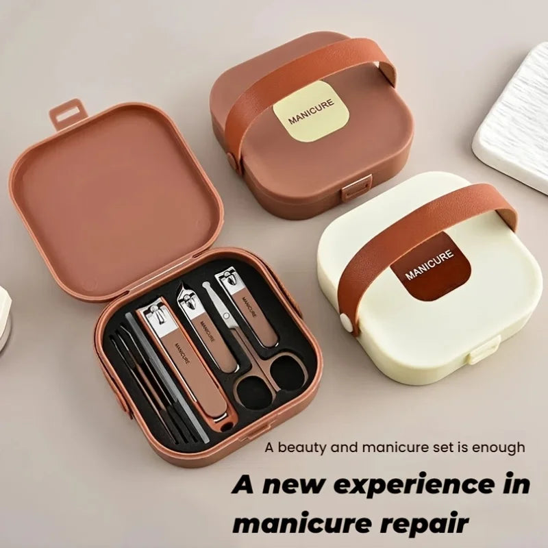 Anti-Splash Nail Clipper Set 8 Pcs Stainless Steel Manicure Pedicure Kit Portable Nail Tools with Storage Case for Men Women