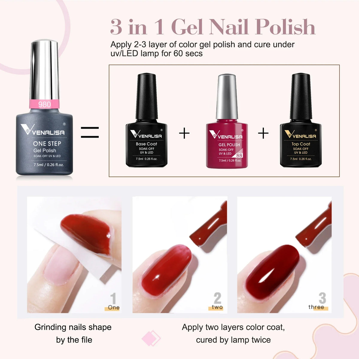 6pcs Venalisa Construction Gel Kit Stronger Jelly Color Reinforce Natural Nail Varnish Rubber Base Color Series Nude Collection
