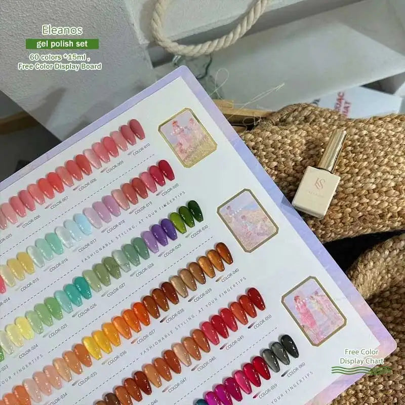 Eleanos Korean Style 60pcs Jelly Opal Gel Polish Set TPO Free Syrup Gel Kit Color Chart For Nail Salon 15ml Transparent UV Gel