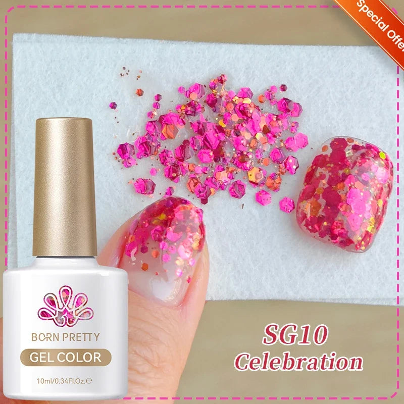 BORN PRETTY Gold Pink Cat Magnetic Gel Polish 10ml Water Light Spaking Glitter  Soak Off UV Semi Permanent Varnish Manicure