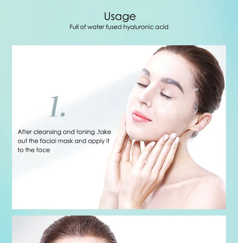 10/20/30pcs Hyaluronic Acid Hydrating Facial Masks Sheet Masks Face Moisturizing Anti-aging Anti Wrinkles Face Mask Skin Care