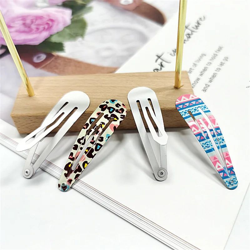 20/40Pcs Children Hair Accessories Cute Cartoon Print Droplet BB Hair Clip Oil Water Dripping Flower Hairpin New Girls Headdress