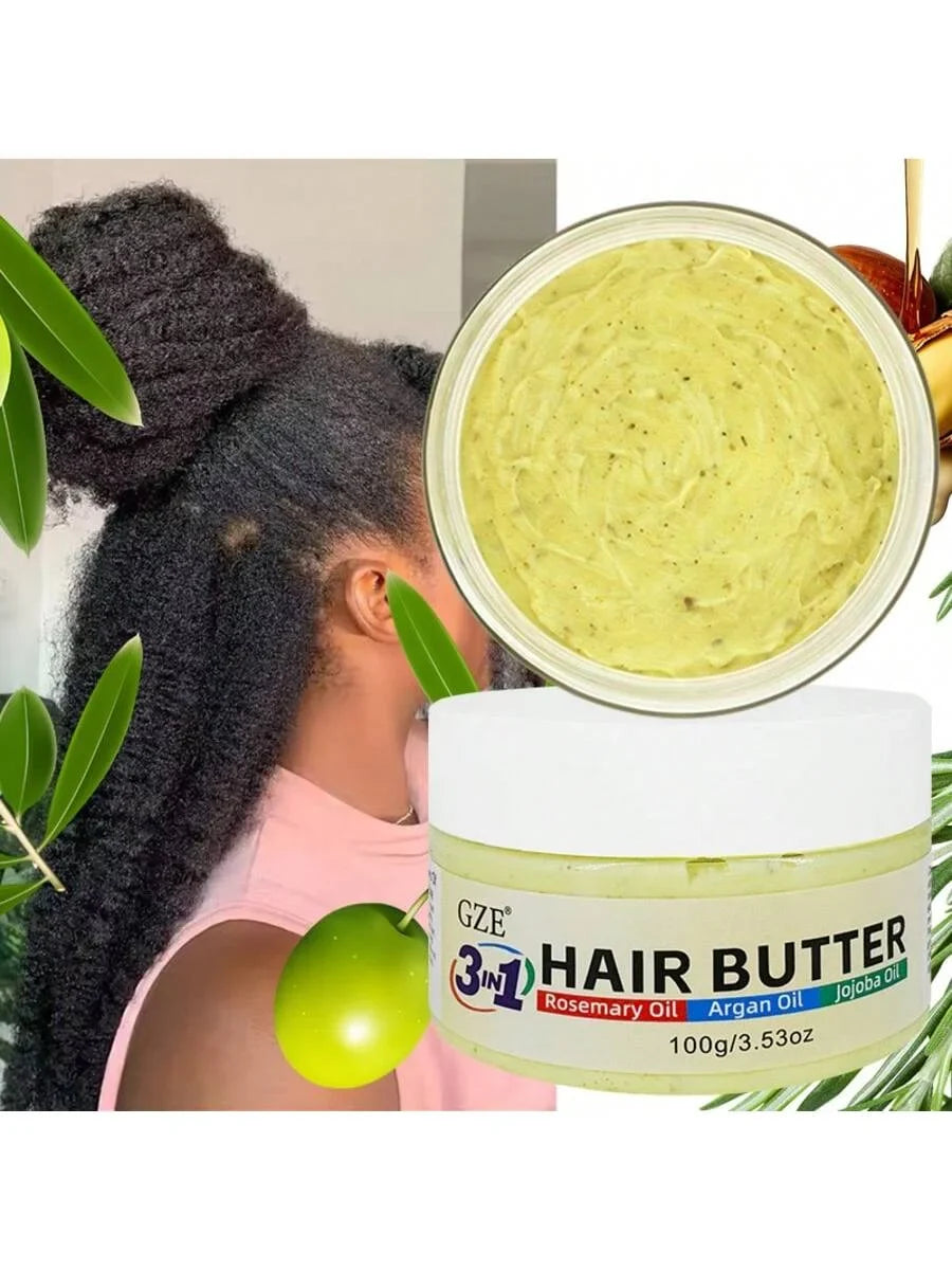 GZE 3 in 1 Hair Butter Nourishing Cream with Rosemary, Argan & Jojoba Oils for Deep Conditioning, Frizz Control, Stong Hair Root