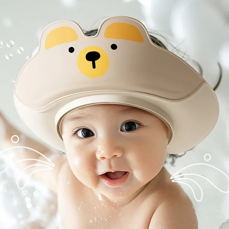 Adjustable Children Shampoo Cap Dinosaur Baby Shower Cap Cartoon Bath Visor Infant Hair Shield Ear Protection Waterproof