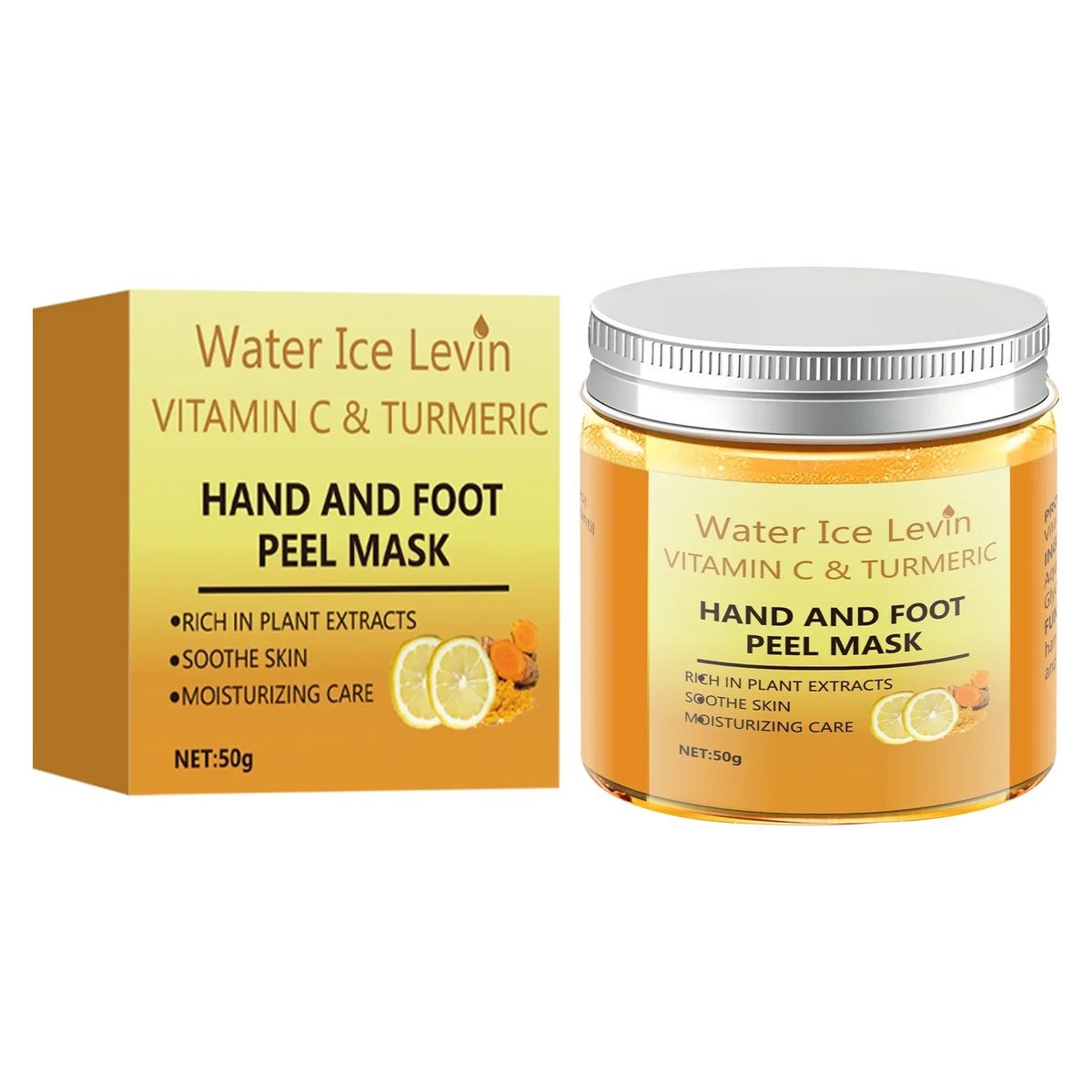 50g Turmeric Vitamin C Hand and Foot Mask, Plant-Based Care, Moisturizing and Nourishing, Apply and Wash Off Immediately, Smooths and Repairs, Lightens Skin, Nourishes, and Freshens Skin in One Step