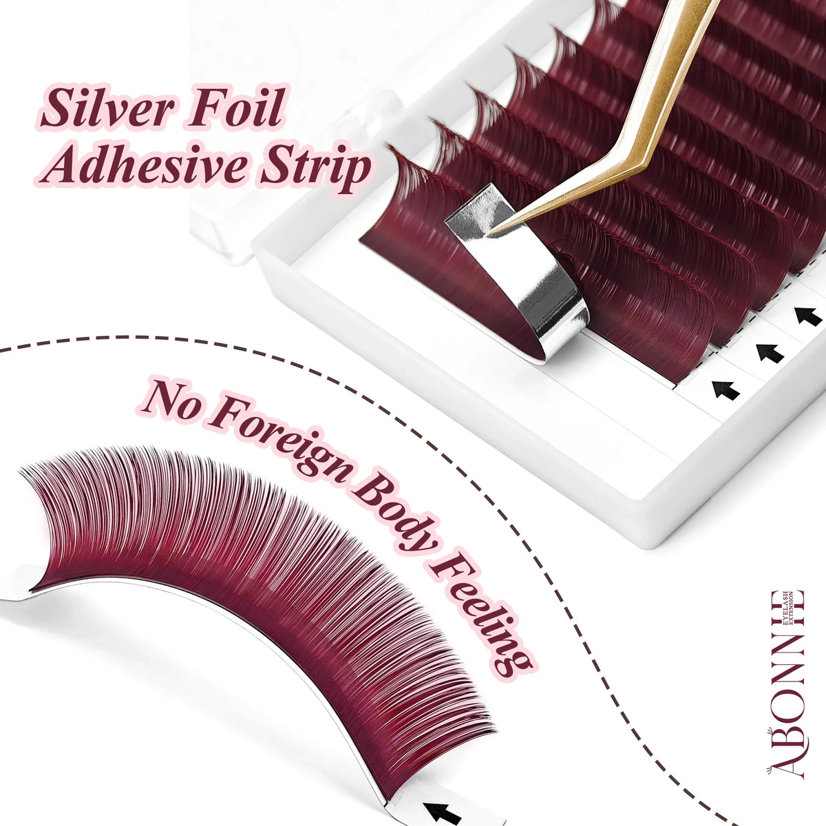 ABONNIE Burgundy Lashes LB LC Curl Wine Red Brown Color Eyelash Extensions Ultra Soft Colorful Individual Lashes