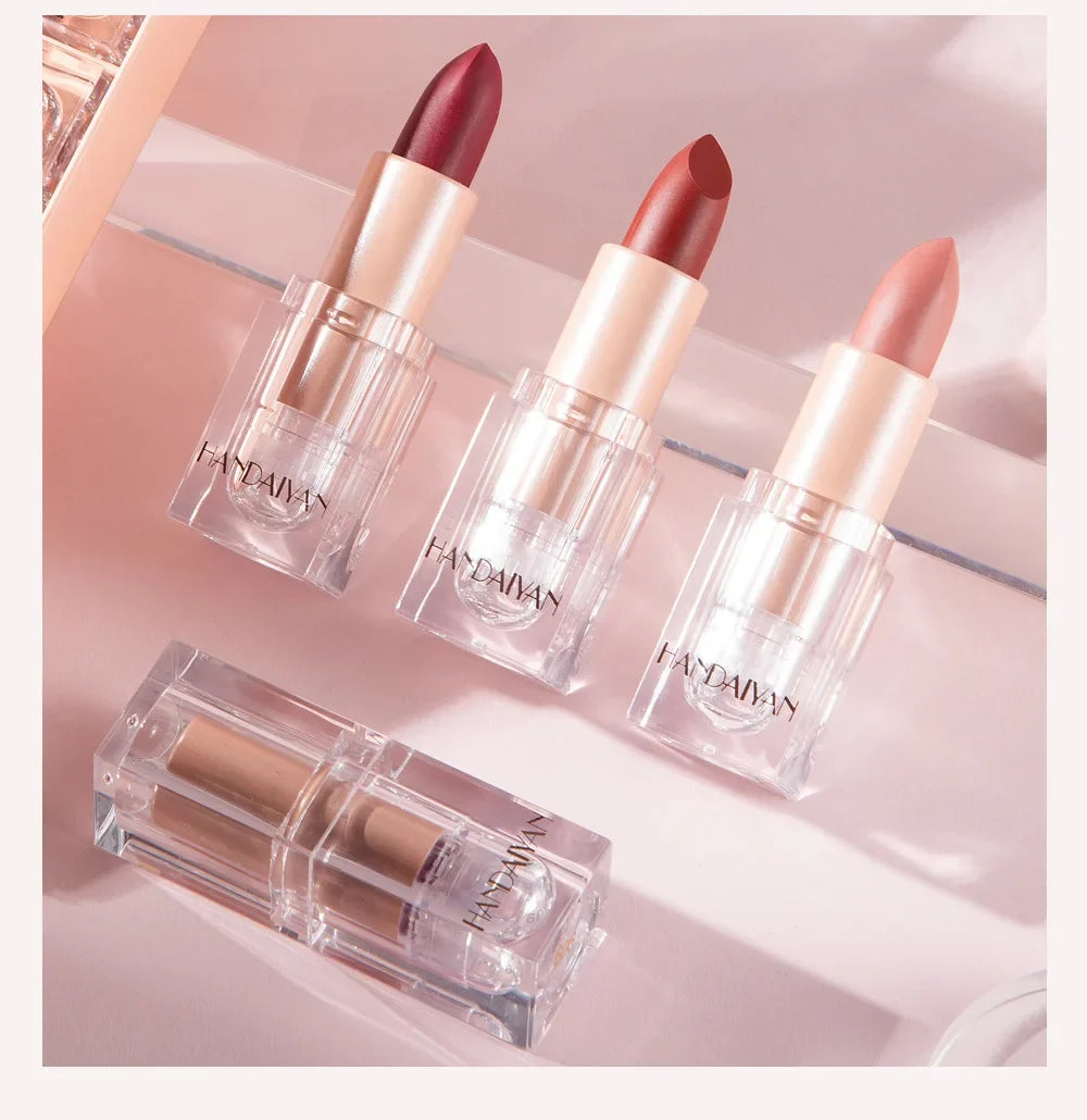 HANDAIYAN Matte Nude Lipstick Velvet Finish Long Lasting Waterproof Korean Beauty Cosmetic Makeup Gift for Women