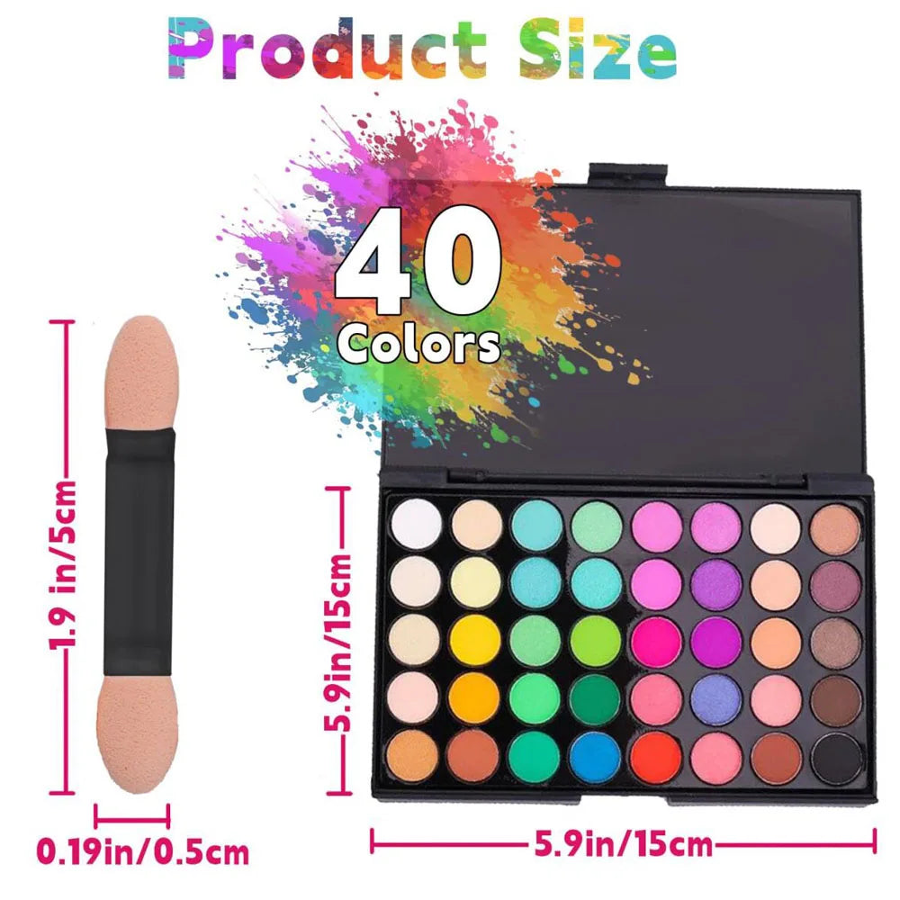 40 Color Ultimate Palette Matte Finish Nail Glitter Powder Long-Lasting Gradient Rainbow  Blush High Pigment Nail Makeup Kits