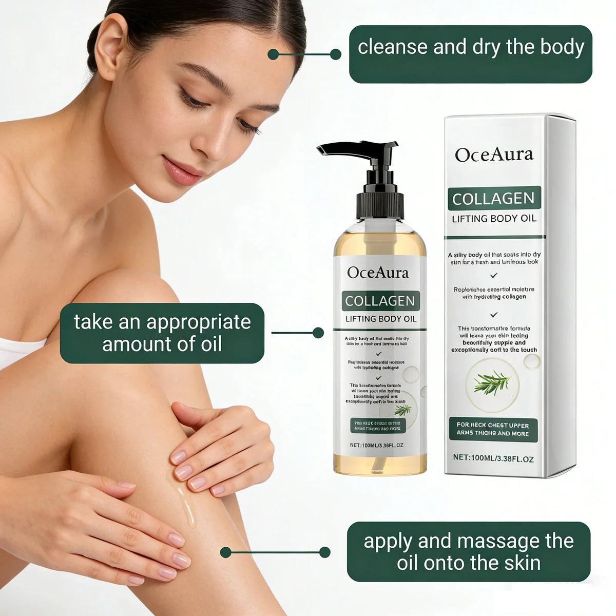 Collagen Body Oil Tighten Skin Lifting Increase Body Elasticity Massage Repair Moisturizing Non-greasy Essential Care Oil 100ml